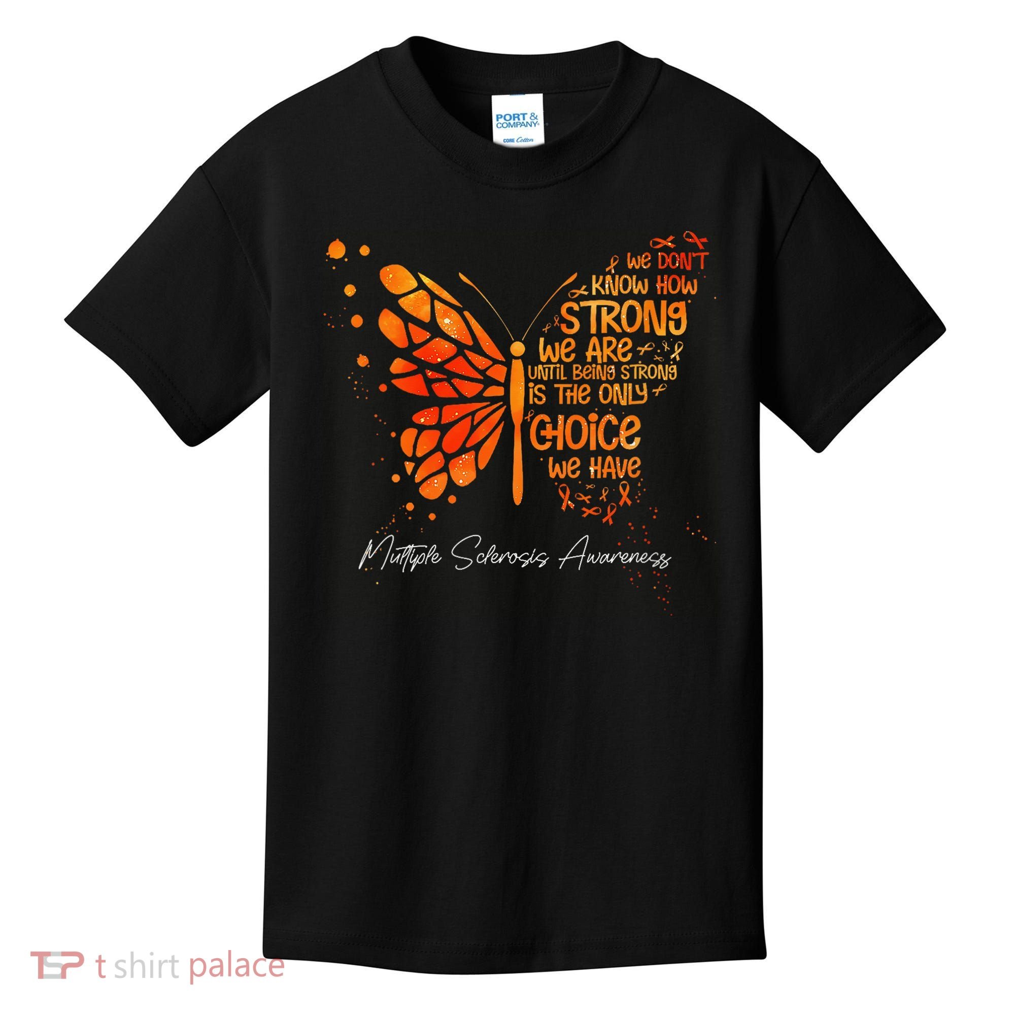 Butterfly Orange Ribbon Multiple Sclerosis Awareness Kids T-Shirt