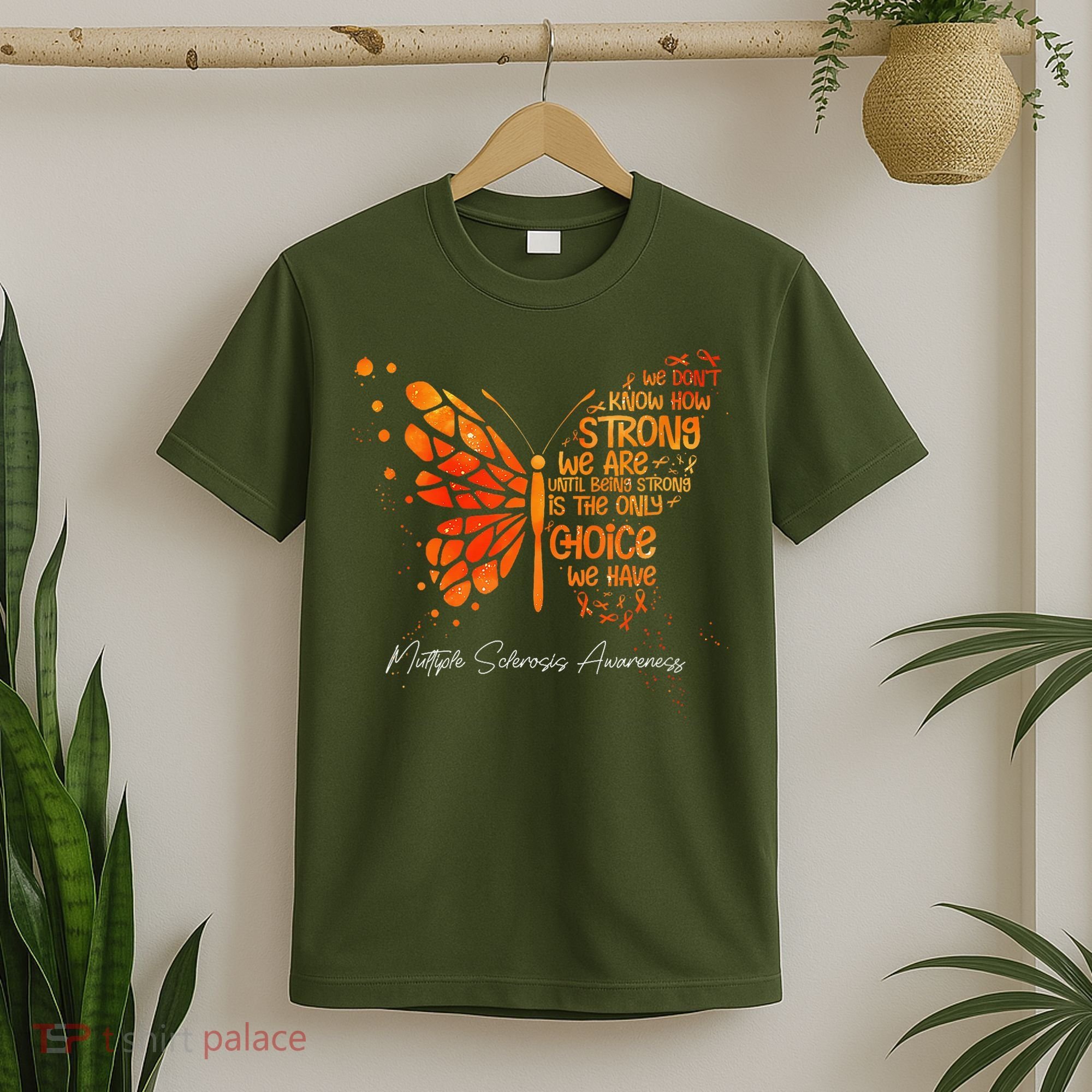 Butterfly Orange Ribbon Multiple Sclerosis Awareness T-Shirt