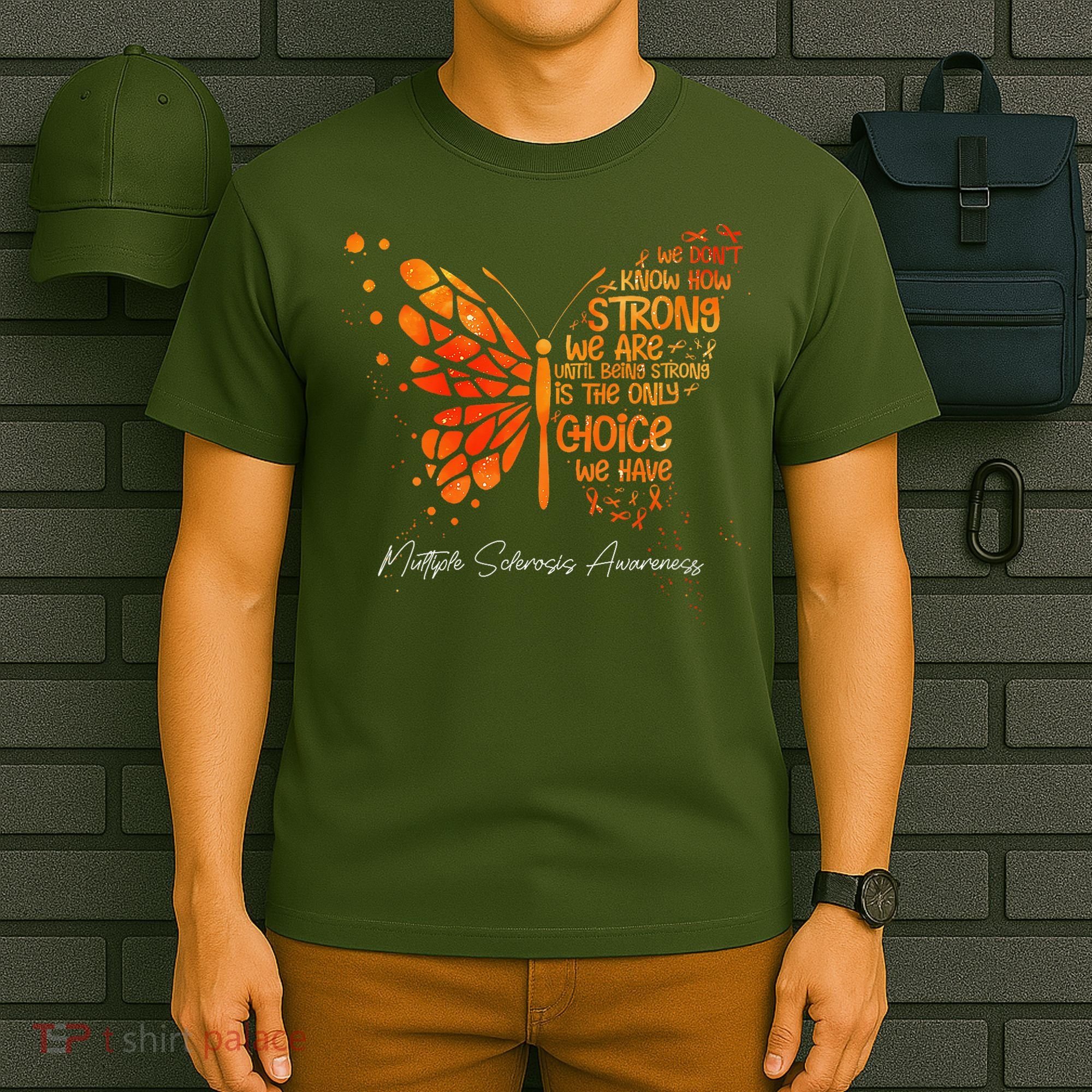 Butterfly Orange Ribbon Multiple Sclerosis Awareness T-Shirt
