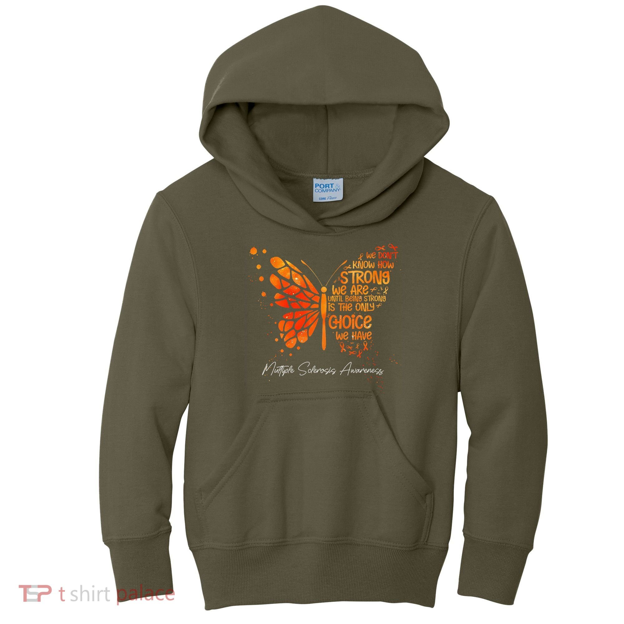 Butterfly Orange Ribbon Multiple Sclerosis Awareness Kids Hoodie