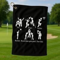 Bored Man Gets Paid Basketball Buckets Golf Towel thumb 1