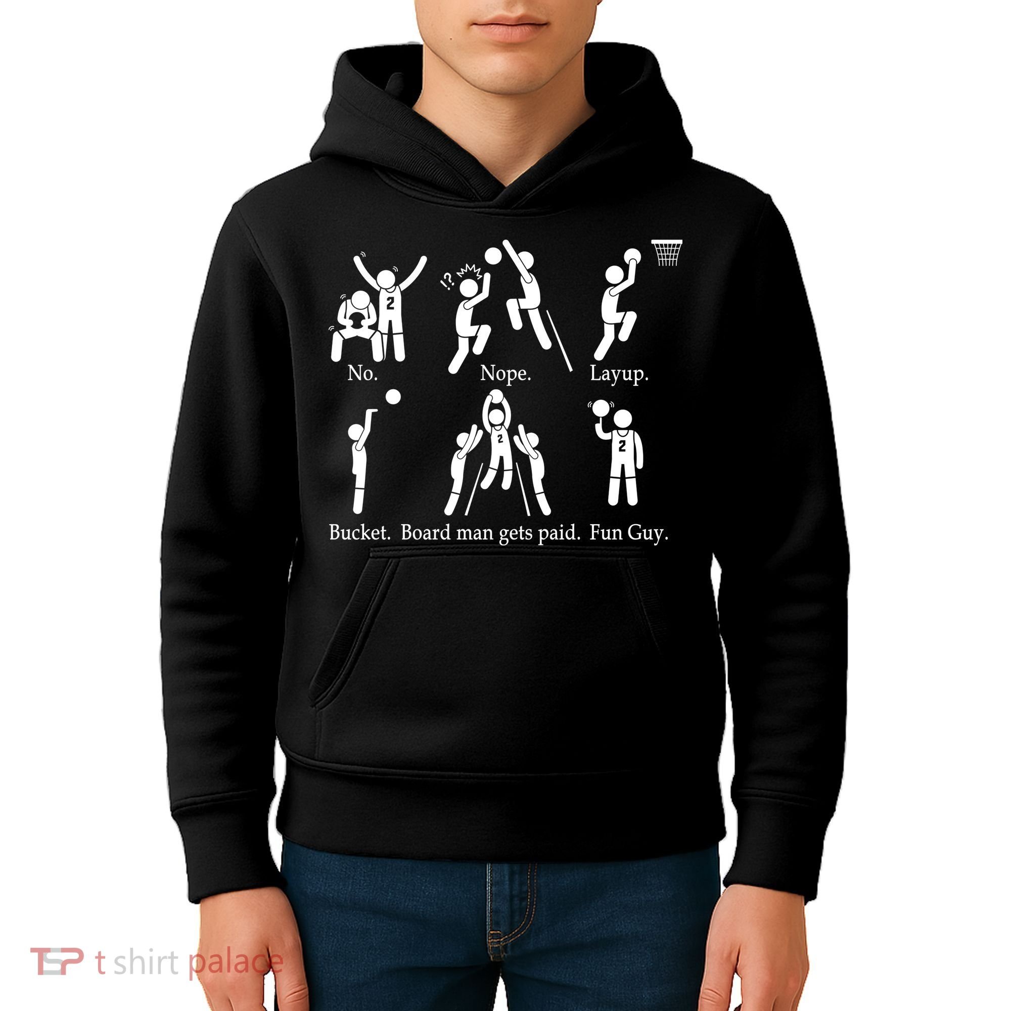 Bored Man Gets Paid Basketball Buckets Kids Hoodie