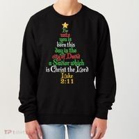  Born A Savior Christmas Christ The Lord Bible Verse Women's Sweatshirt thumb 0