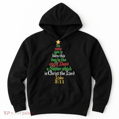  Born A Savior Christmas Christ The Lord Bible Verse Hoodie