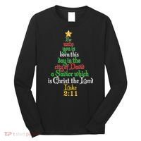  Born A Savior Christmas Christ The Lord Bible Verse Long Sleeve Shirt thumb 0