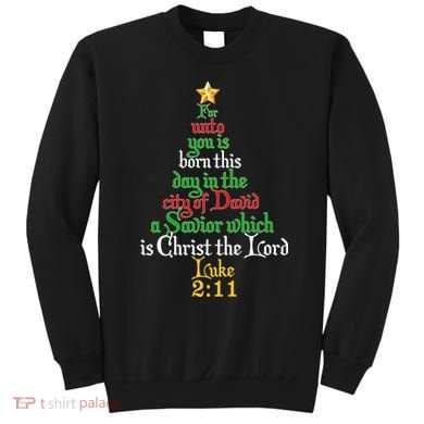  Born A Savior Christmas Christ The Lord Bible Verse Sweatshirt