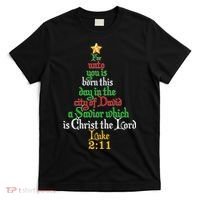  Born A Savior Christmas Christ The Lord Bible Verse T-Shirt thumb 0