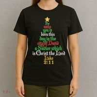  Born A Savior Christmas Christ The Lord Bible Verse T-Shirt thumb 4