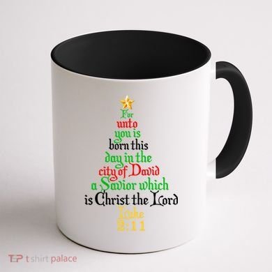  Born A Savior Christmas Christ The Lord Bible Verse Coffee Mug back