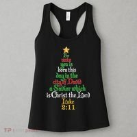  Born A Savior Christmas Christ The Lord Bible Verse Women's Tank Top thumb 3