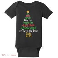  Born A Savior Christmas Christ The Lord Bible Verse Baby Bodysuit thumb 0