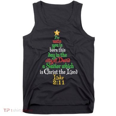  Born A Savior Christmas Christ The Lord Bible Verse Tank Top