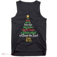  Born A Savior Christmas Christ The Lord Bible Verse Tank Top thumb 0