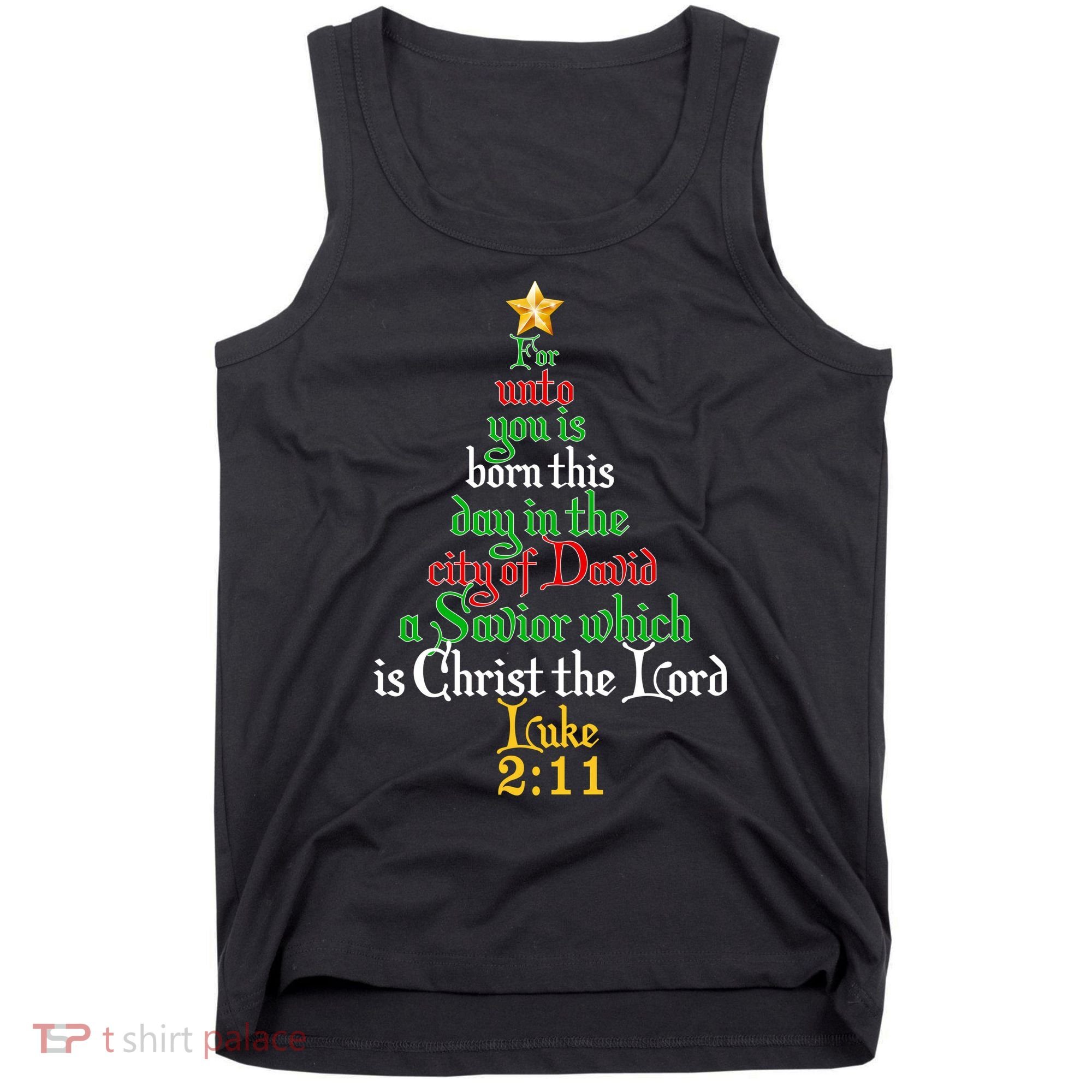  Born A Savior Christmas Christ The Lord Bible Verse Tank Top