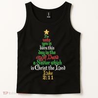  Born A Savior Christmas Christ The Lord Bible Verse Tank Top thumb 2