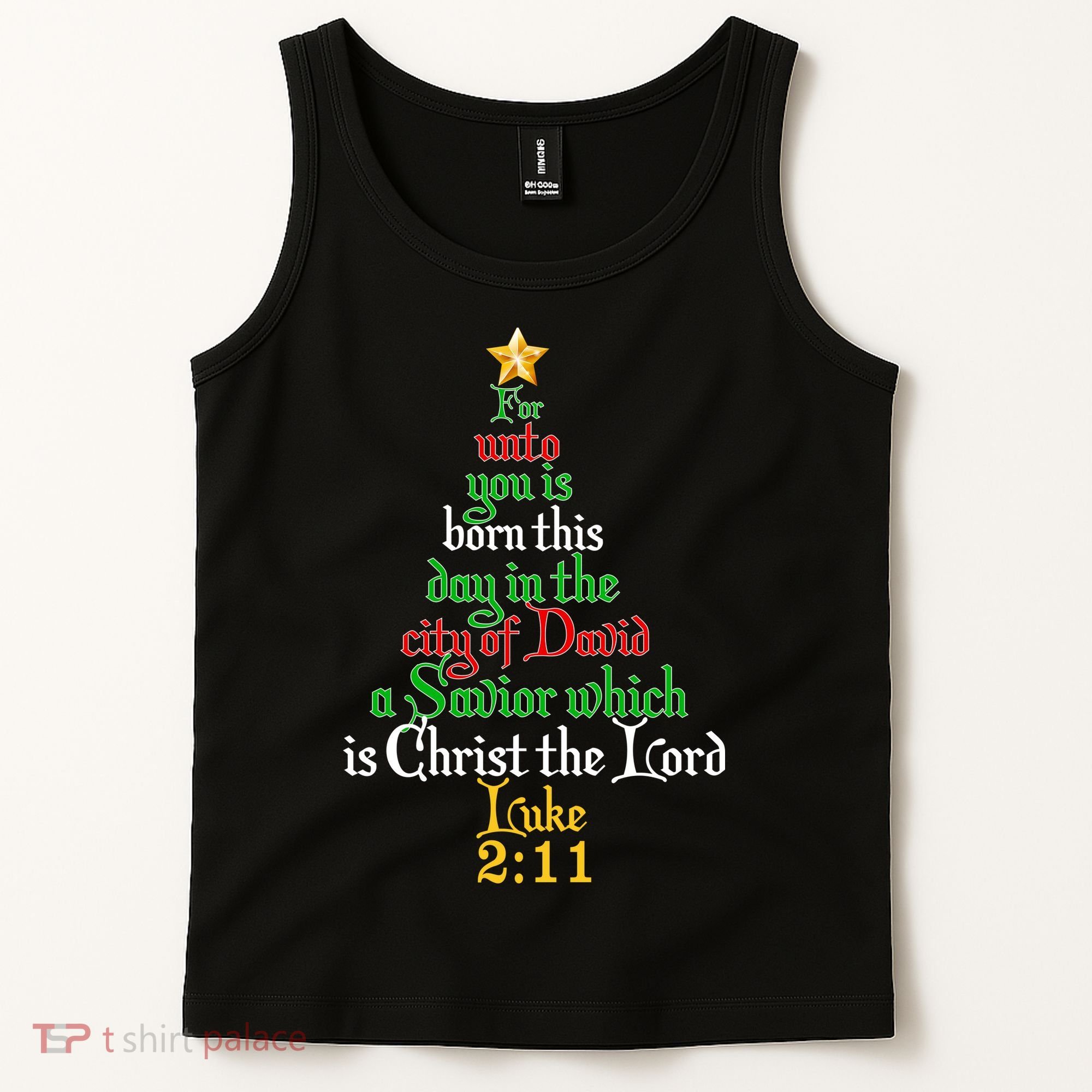 Born A Savior Christmas Christ The Lord Bible Verse Tank Top