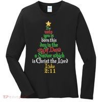  Born A Savior Christmas Christ The Lord Bible Verse Women's Long Sleeve Shirt thumb 0