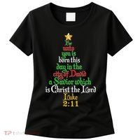  Born A Savior Christmas Christ The Lord Bible Verse Women's T-Shirt thumb 0