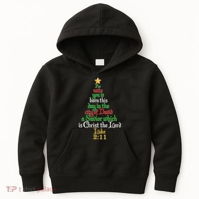  Born A Savior Christmas Christ The Lord Bible Verse Kids Hoodie