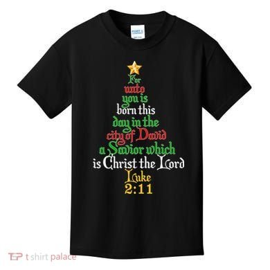  Born A Savior Christmas Christ The Lord Bible Verse Kids T-Shirt