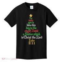  Born A Savior Christmas Christ The Lord Bible Verse Kids T-Shirt thumb 0