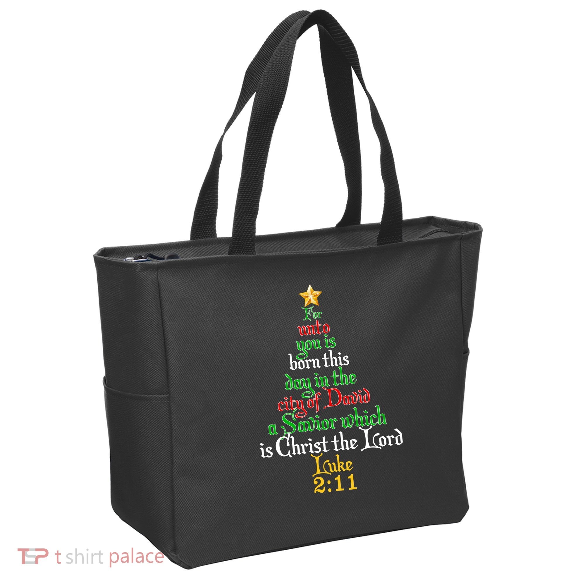  Born A Savior Christmas Christ The Lord Bible Verse Tote Bag