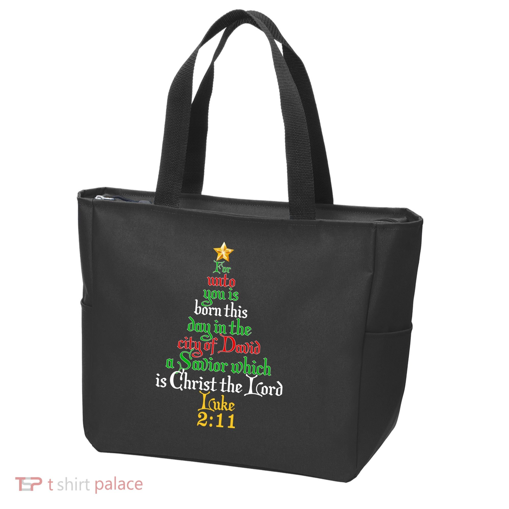  Born A Savior Christmas Christ The Lord Bible Verse Tote Bag