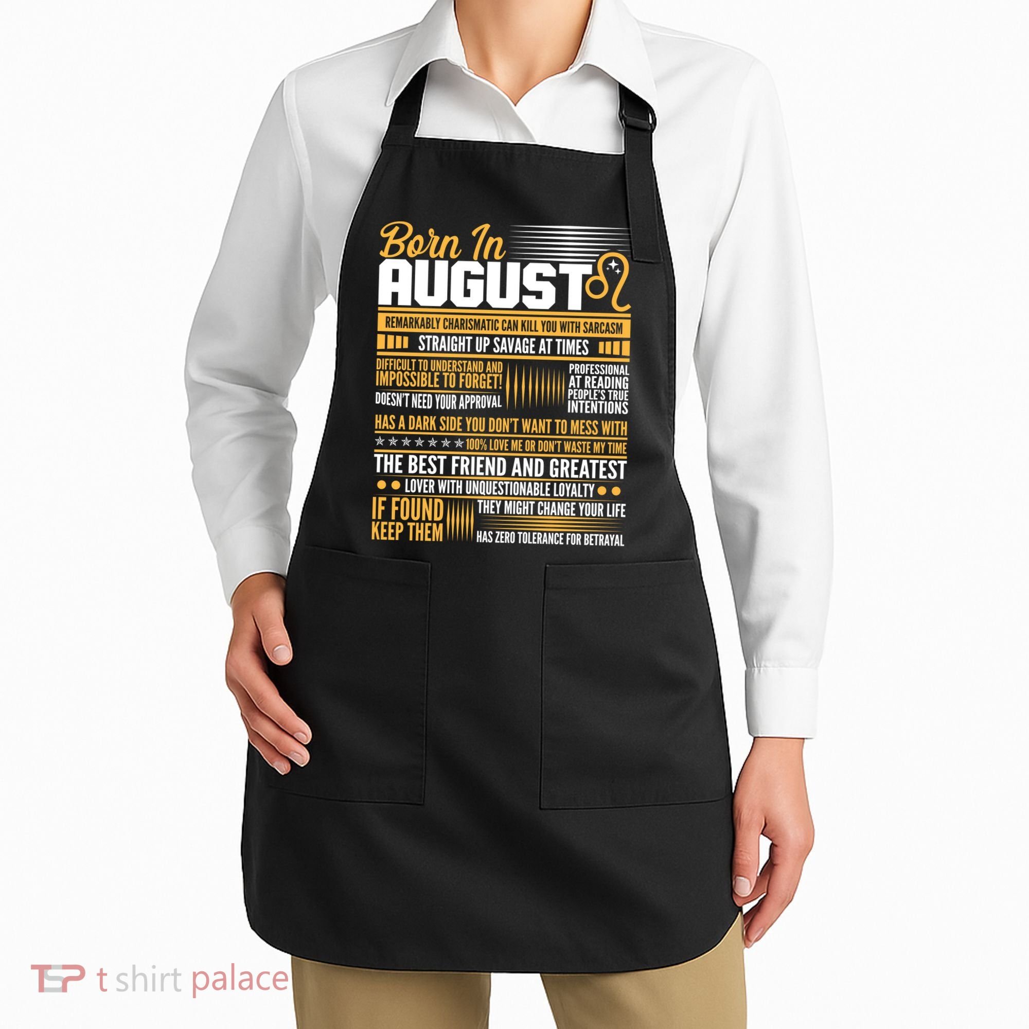 Born In August Leo Birthday Zodiac Apron