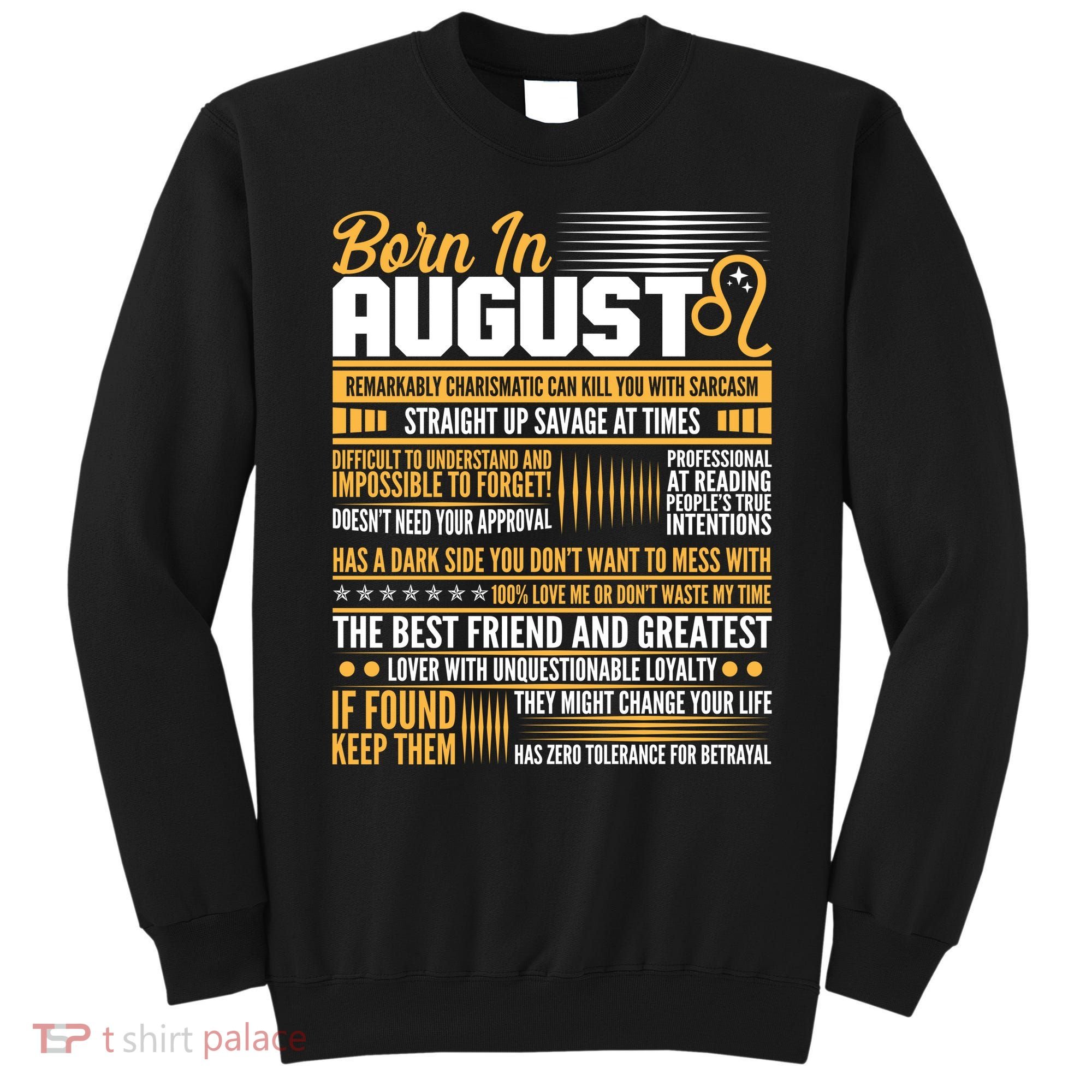 Born In August Leo Birthday Zodiac Sweatshirt