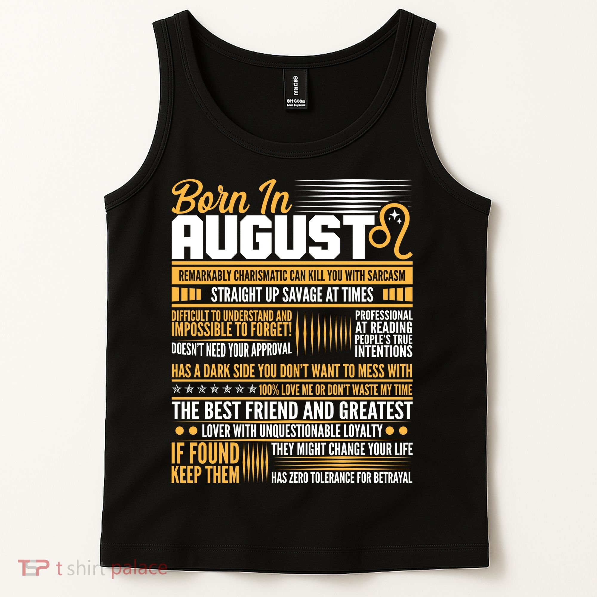 Born In August Leo Birthday Zodiac Tank Top
