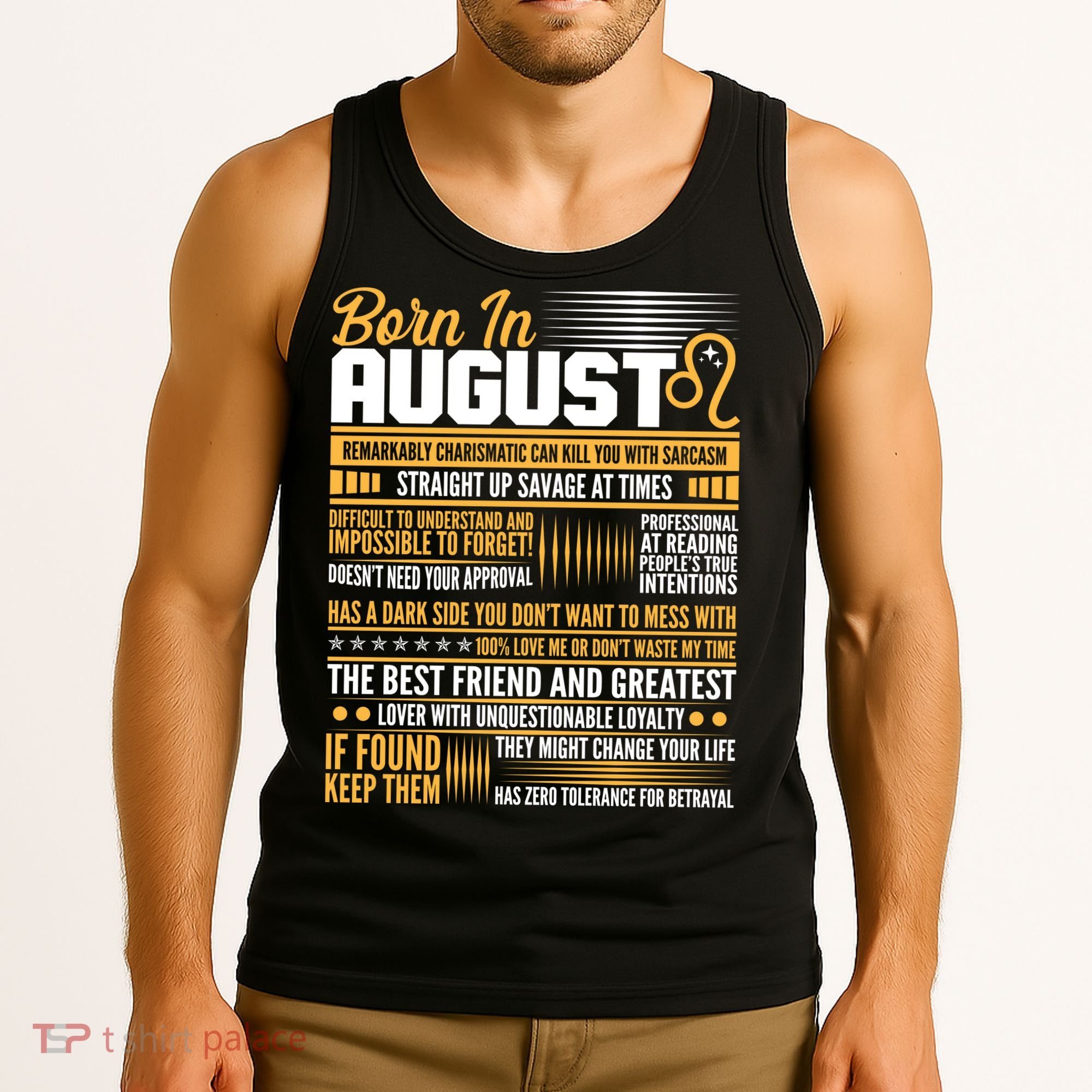 Born In August Leo Birthday Zodiac Tank Top