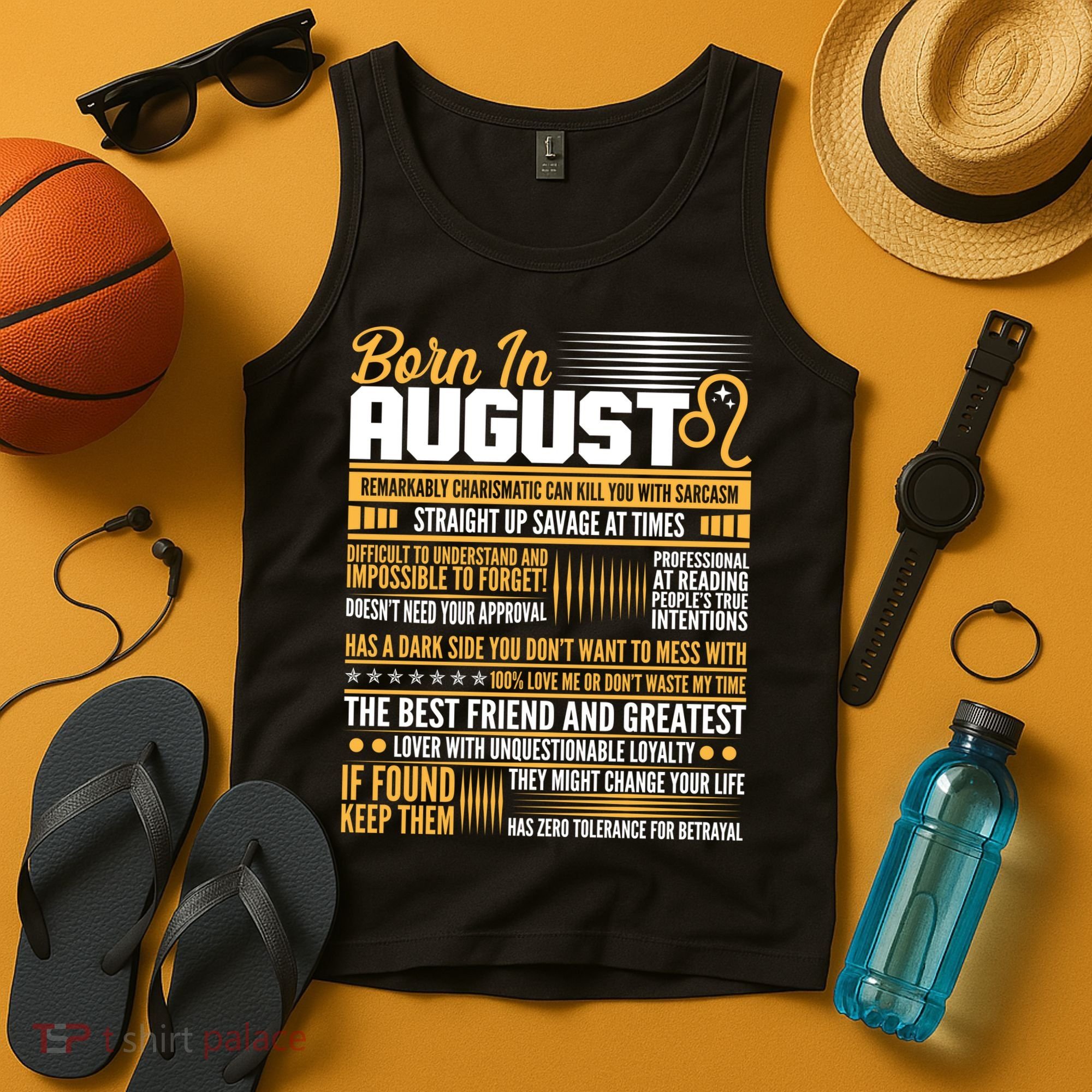 Born In August Leo Birthday Zodiac Tank Top