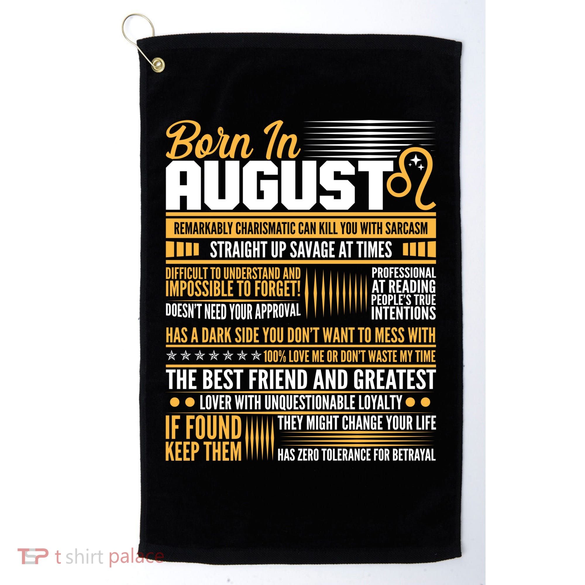 Born In August Leo Birthday Zodiac Golf Towel