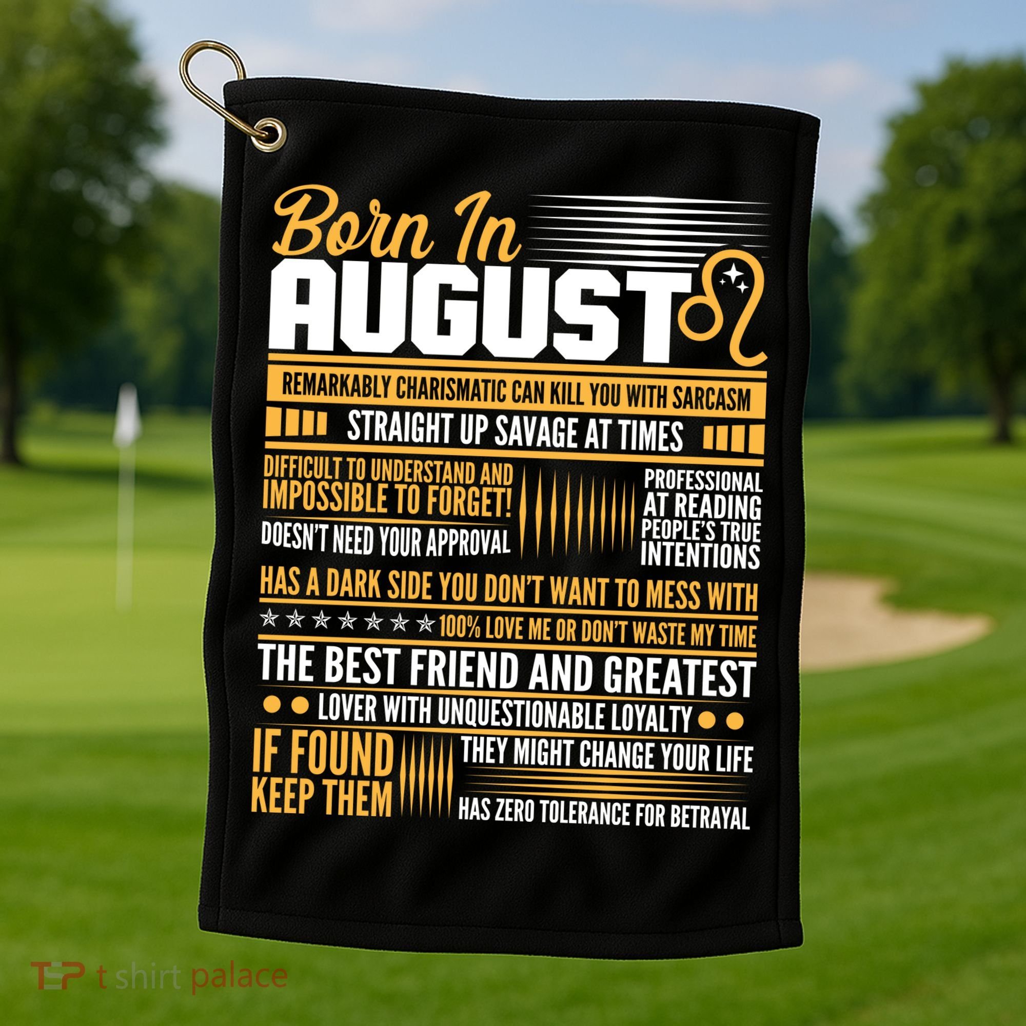 Born In August Leo Birthday Zodiac Golf Towel