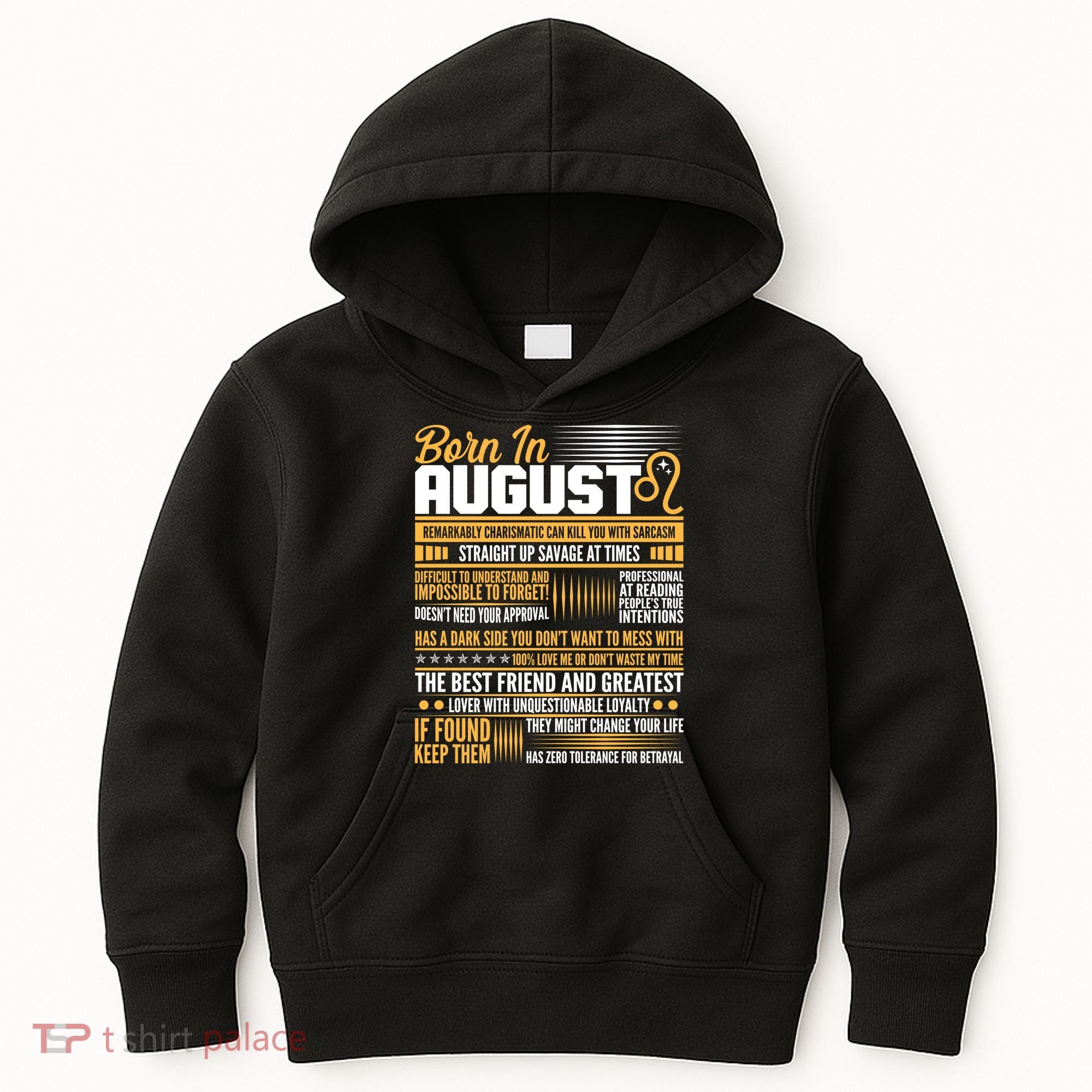 Born In August Leo Birthday Zodiac Kids Hoodie