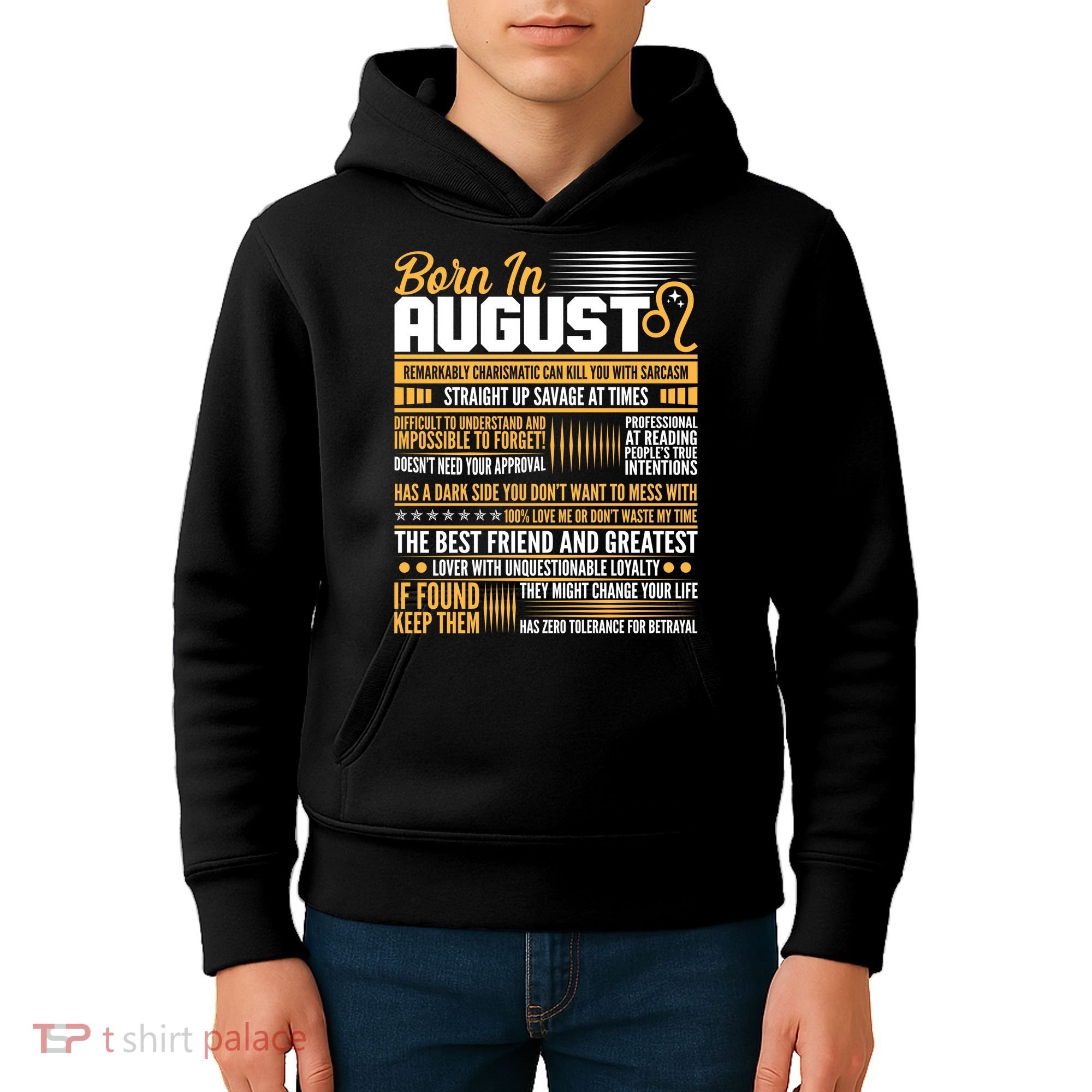 Born In August Leo Birthday Zodiac Kids Hoodie