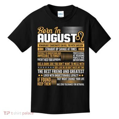 Born In August Leo Birthday Zodiac Kids T-Shirt
