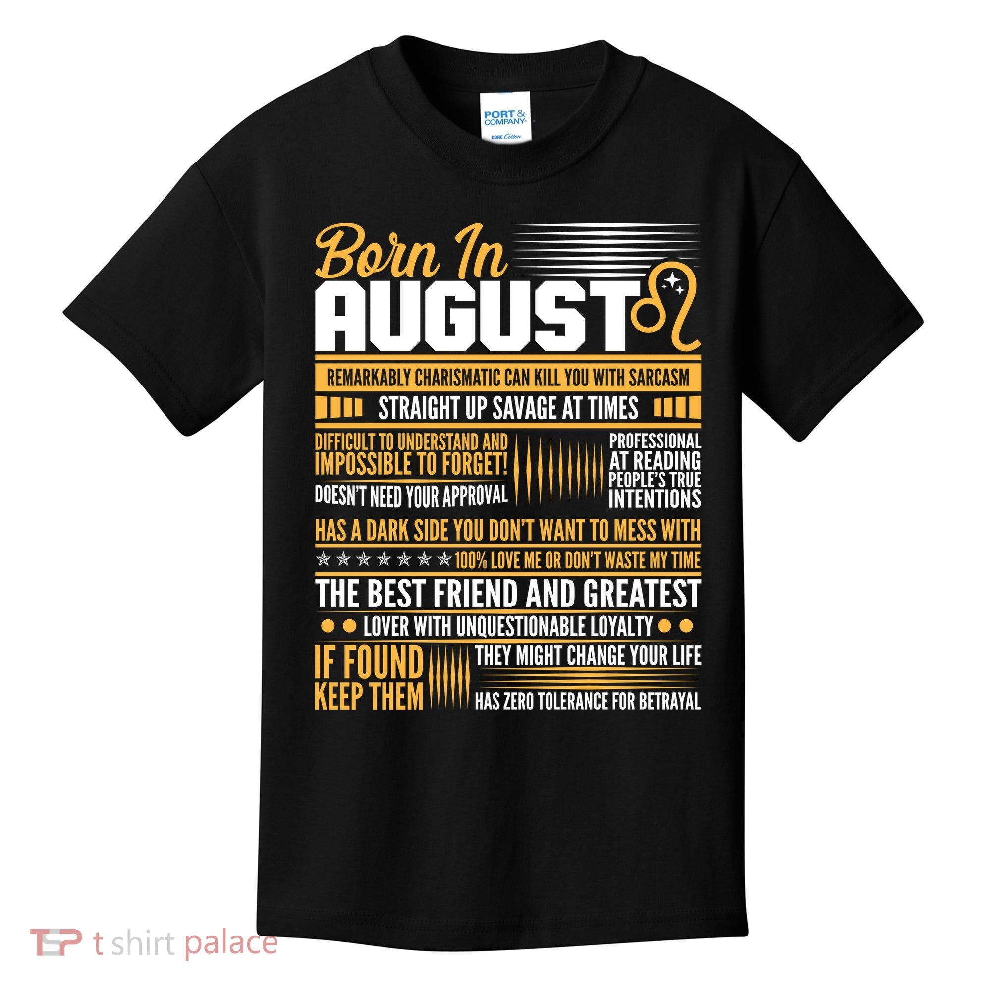 Born In August Leo Birthday Zodiac Kids T-Shirt