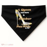 Born In October Birthday Queen USA-Made Doggie Bandana thumb 0