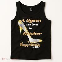 Born In October Birthday Queen Tank Top thumb 2