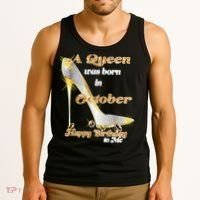 Born In October Birthday Queen Tank Top thumb 3