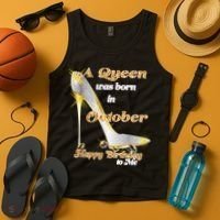Born In October Birthday Queen Tank Top thumb 4