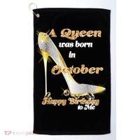 Born In October Birthday Queen Golf Towel thumb 0