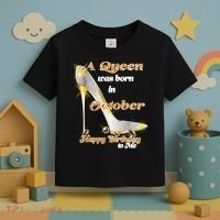 Born In October Birthday Queen Toddler T-Shirt thumb 3