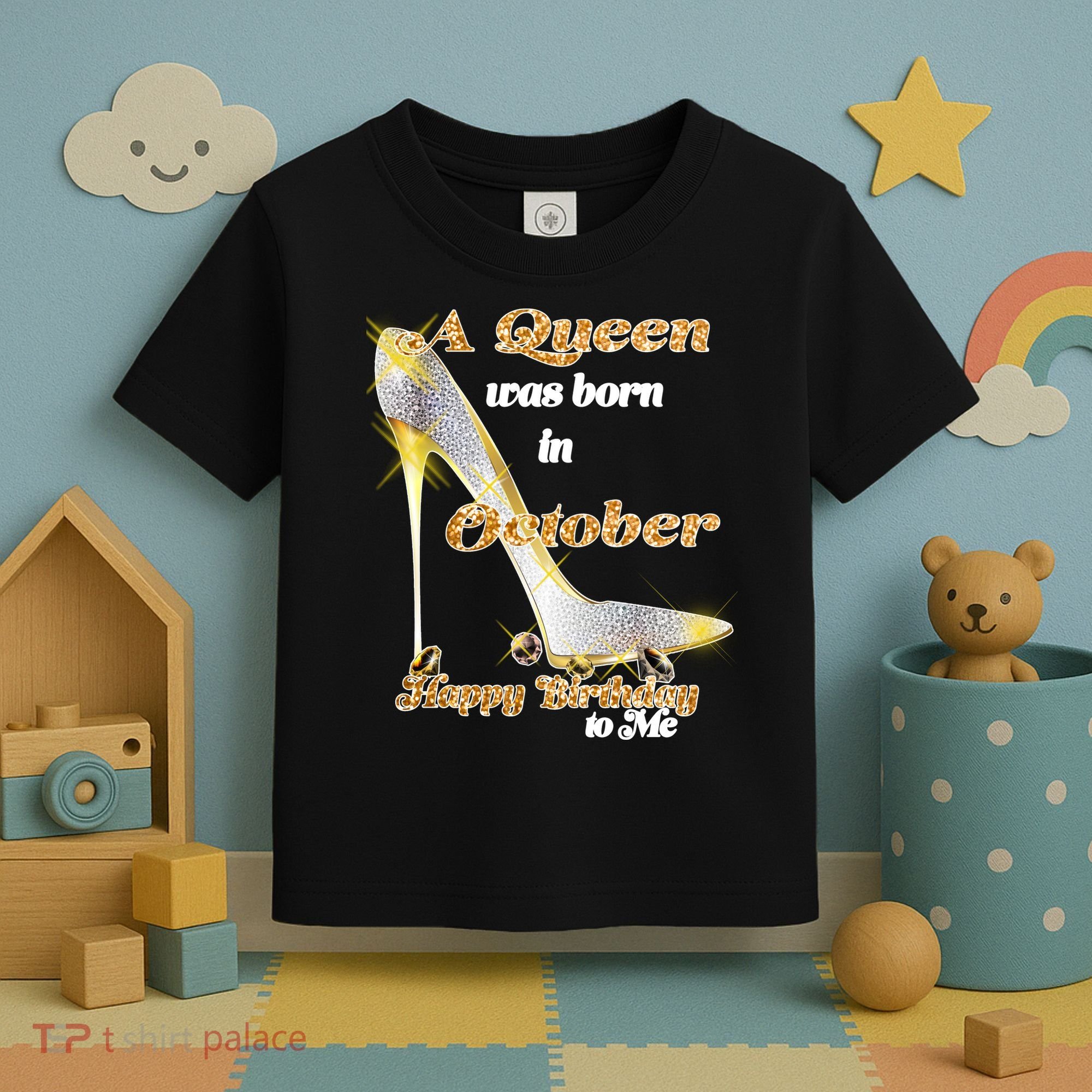 Born In October Birthday Queen Toddler T-Shirt