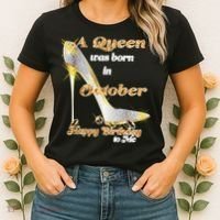 Born In October Birthday Queen Women's T-Shirt thumb 2