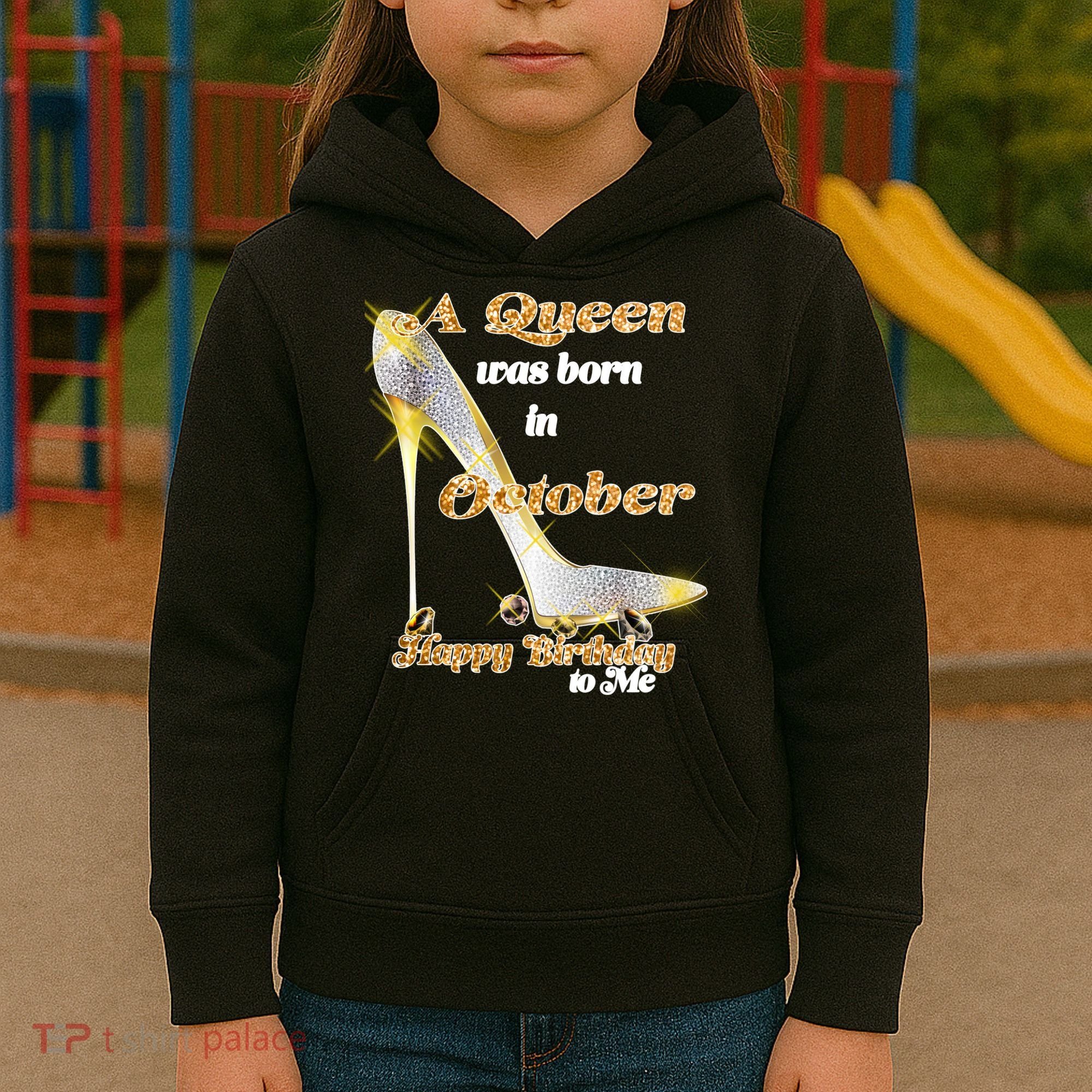 Born In October Birthday Queen Kids Hoodie