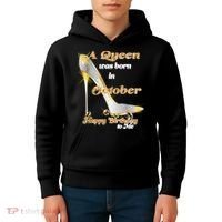 Born In October Birthday Queen Kids Hoodie thumb 4