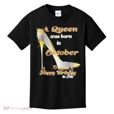 Born In October Birthday Queen Kids T-Shirt