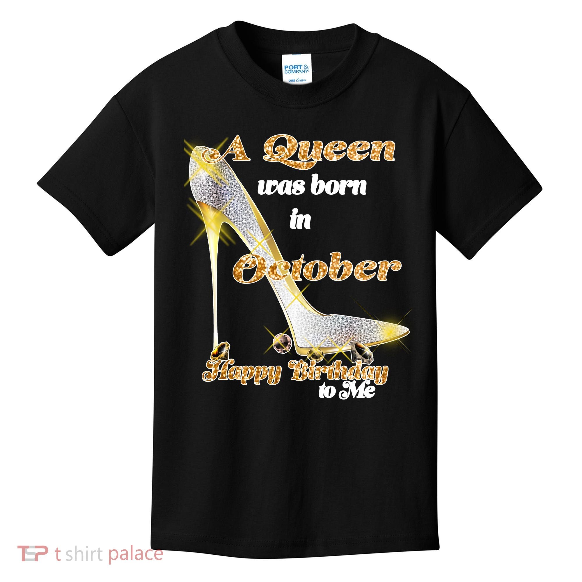 Born In October Birthday Queen Kids T-Shirt